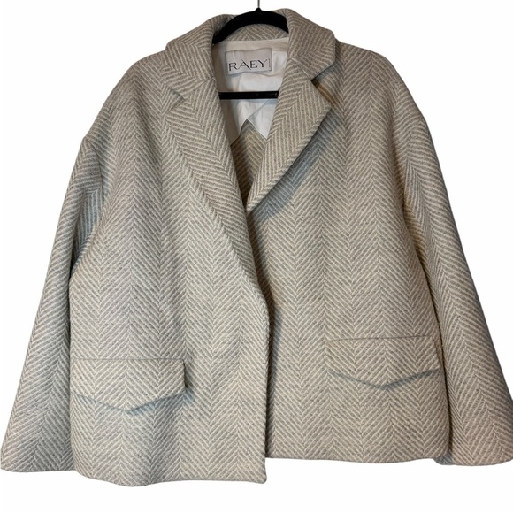 Raey Jackets & Blazers - Raey - Designer Chic Women's Gray Herringbone Coat - Elegant Office Wear Size 10